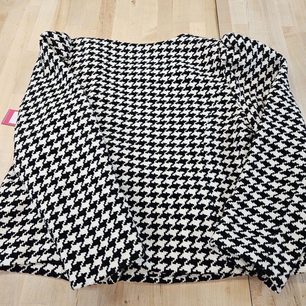 Vince Camuto NWT White/Black Houndstooth Puff Shoulder Moto Jacket Size 2X - Picture 5 of 14